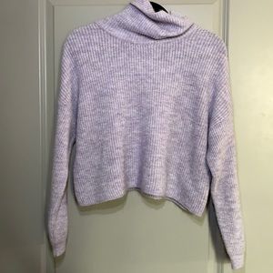 Lavender crop, oversized cowl neck sweater
